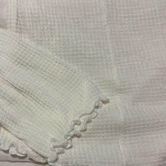 Free People Make It Easy Thermal Long Sleeve Top White XL Fitted Turtleneck Soft - Picture 7 of 7